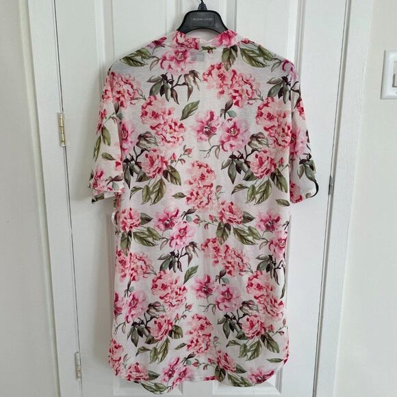 Show Me Your MuMu White Pink Floral Cover Up Open Cardigan One Size - Picture 10 of 10